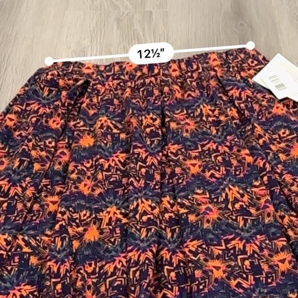 LuLaRoe Madison Navy Blue & Orange Abstract Print A-Line Mini Skirt Size S - Picture 5 of 7